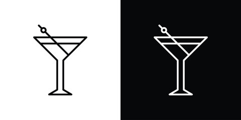 Cocktail icon filled flat sign concept for web design.