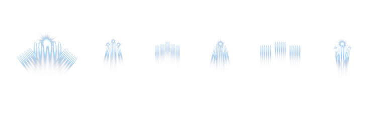 Spotlights of bright blue light with isolated place for stage and presentations. Vector glowing spotlight light effect with transparent beams.PNG	
