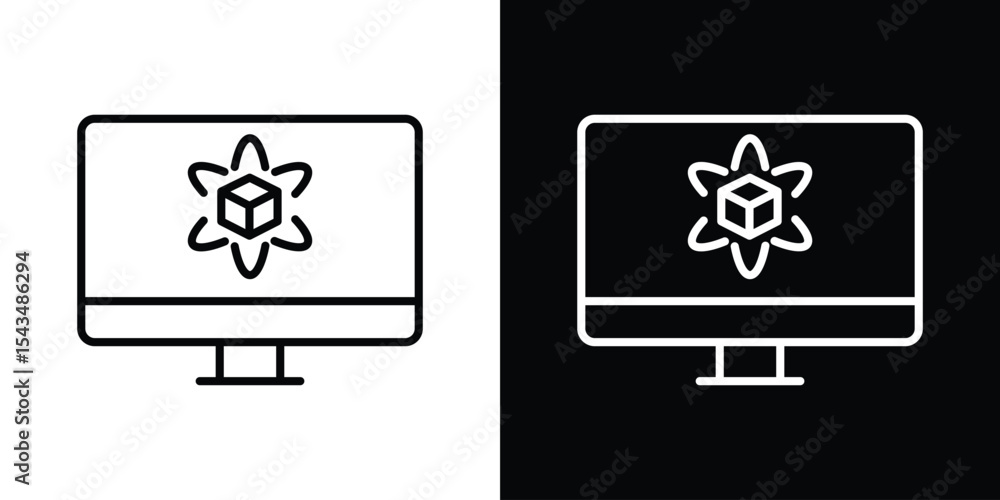 Aufkleber computer simulation icon filled flat sign concept for web design.