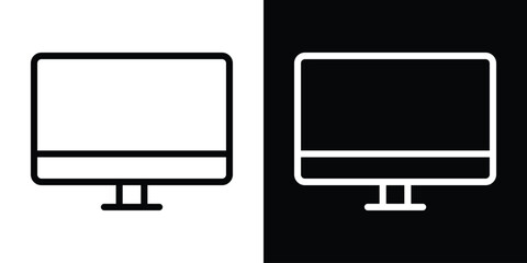 Computer screen icon filled flat sign concept for web design.