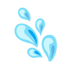 Water drops. drops, waves, tears, spray, nature splashes isolated on white background. Dripping liquid. Water spill. Aqua drop element. Cartoon flat vector illustration