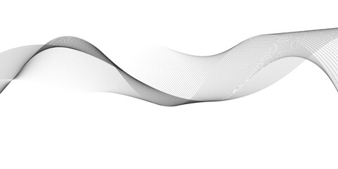 Abstract digital stylized black and grey curved wavy line art element for design white Striped line texture background. Vector illustration.