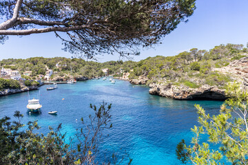 Bay of Cala Figuera on Mallorca island with sailboats holiday by the sea in Spain
