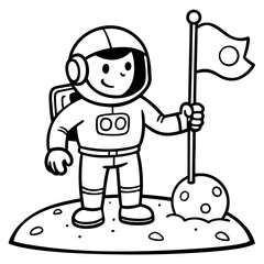 astronaut planting a flag on the moon 