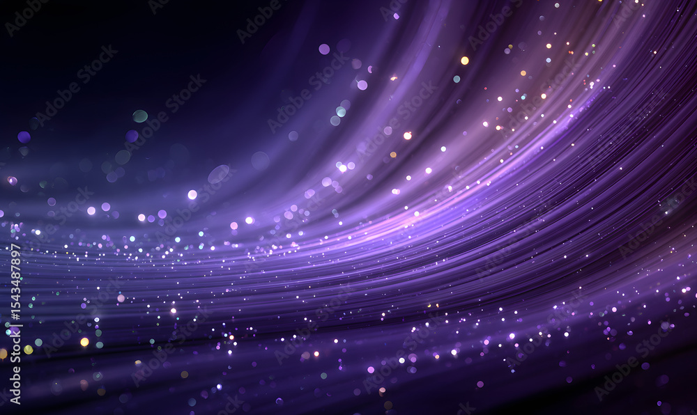 Poster abstract purple tech background with glowing particles and dynamic lines, perfect for presentations 