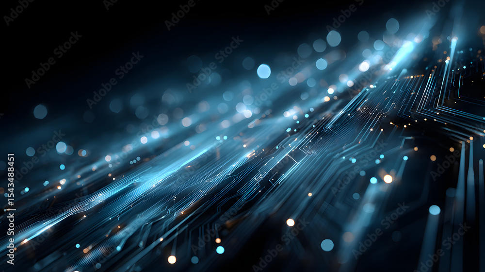 Poster abstract blue technology vector illustration background with geometric patterns and digital circuit 