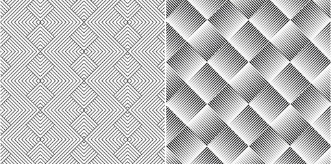 Seamless Black and White Geometric Line Pattern – Optical Abstract Background Set