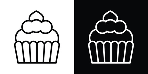 Cupcake icon filled flat sign concept for web design.