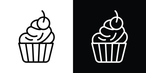 Cupcake icon filled flat sign concept for web design.
