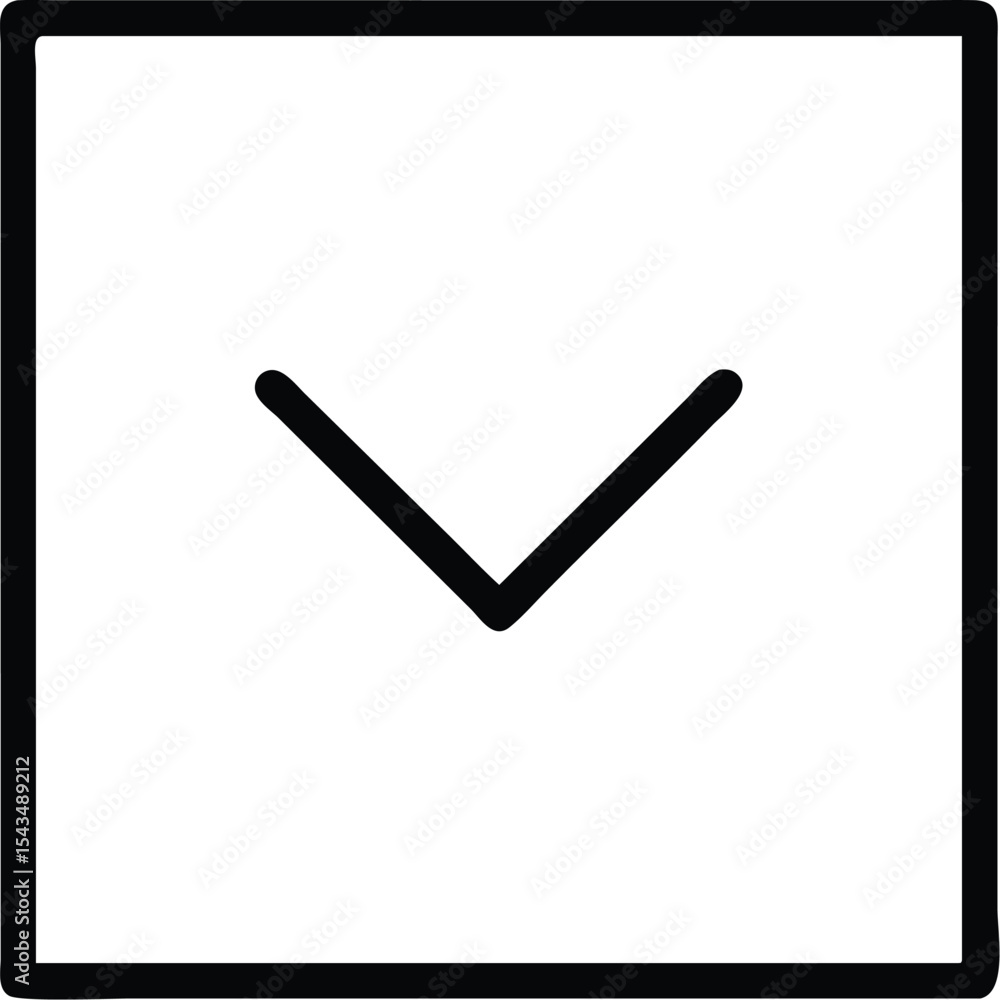 Poster Minimalist Arrow Down Inside Square: A Clean and Simple Vector Graphic Ideal for User Interface Design and Navigation Elements, Isolated on White Background.