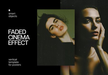 Faded Cinematic Poster Photo Effect Mockup