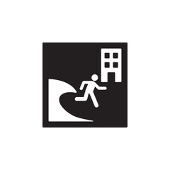  tsunami evacuation building icon symbol sign vector