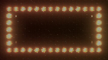 Marquee light board sign retro on black background. Bright golden light bulbs for banner or sign board. Luxury frame for casino text or logo with copy space. Abstract shiny border for glamour show - Powered by Adobe