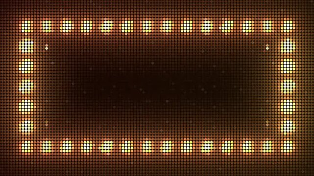 Marquee light board sign retro on black background. Bright golden light bulbs for banner or sign board. Luxury frame for casino text or logo with copy space. Abstract shiny border for glamour show - Powered by Adobe