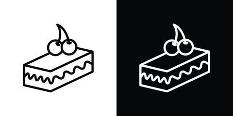 Dessert with cherry icon filled flat sign concept for web design.