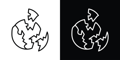 Destroyed planet icon filled flat sign concept for web design.