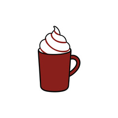 a hot cocoa mug with peppermint and whipped cream 