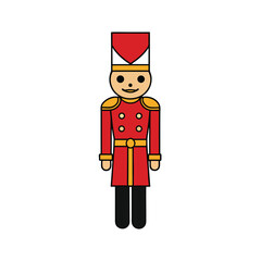 a nutcracker toy soldier with red uniform and gold