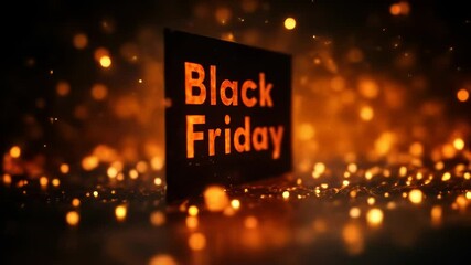 Black Friday promotional video on a sparkling, festive background. Perfect for holiday sales, online advertising, and retail marketing campaigns