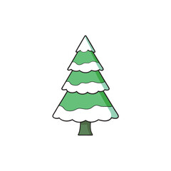 Fototapeta premium a pine tree covered in snow with soft gradients of