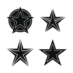 Star Icon Set Black and White