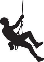 Climber Rappelling Down Cliff Silhouette

Extreme Rappelling Action Vector Scene

Mountain Rappelling Gear Silhouette Design

Rappeller Hanging on Rock Face Vector Art

Vertical Descent Adventure Silh