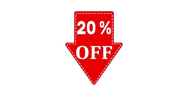 20 percent off. Animated arrow pointing to a product with a 20 percent discount.