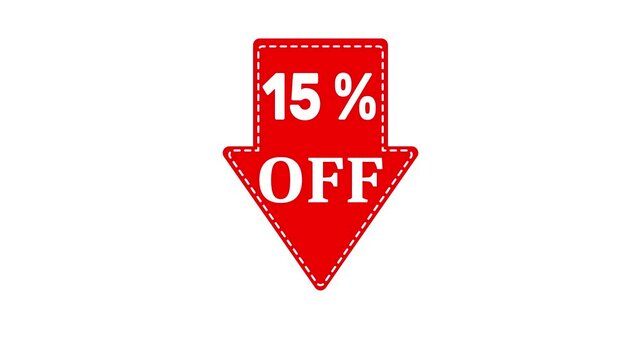 15 percent off. Animated arrow pointing to a product with a 15 percent discount.