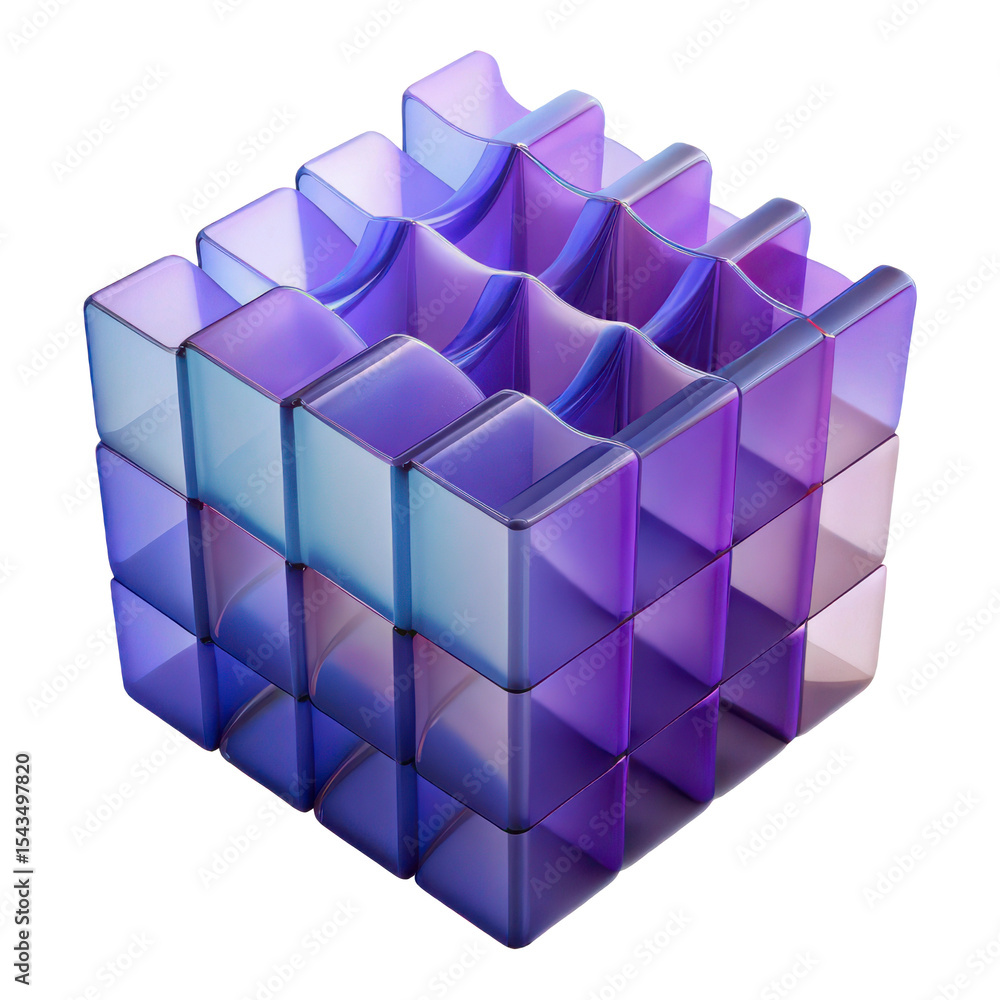Poster abstract purple gradient translucent cubes design for background wallpaper and presentations art obj