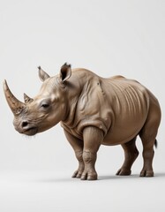 Obraz premium Majestic rhinoceros in studio animal sculpture professional photography minimalist background realism concept