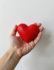 Obraz premium Heart-shaped symbol of love in a hand minimalist white background emotional content close-up view