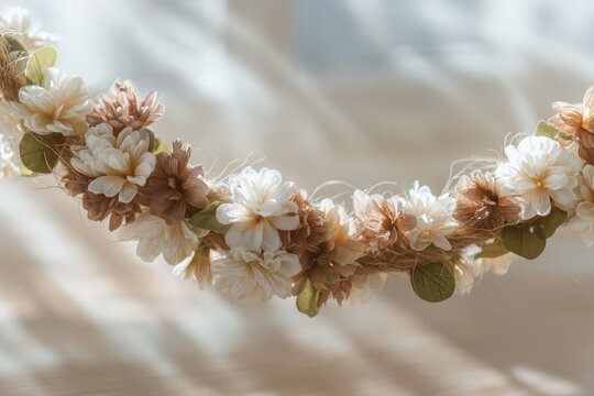 business seminar during festival Beautiful floral garland made of cream and blush pink flowers for decoration or celebration festival business networking event