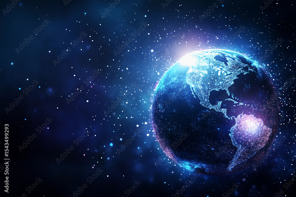Poster Stunning representation of Earth in a cosmic background Generative AI