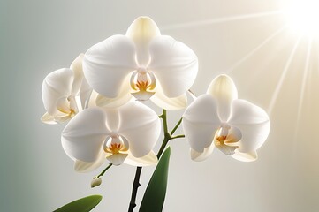 White Orchid Blossom in Soft Sunlight