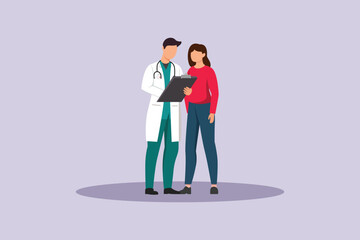 Doctor and Patient Concept. Colored flat vector illustration isolated