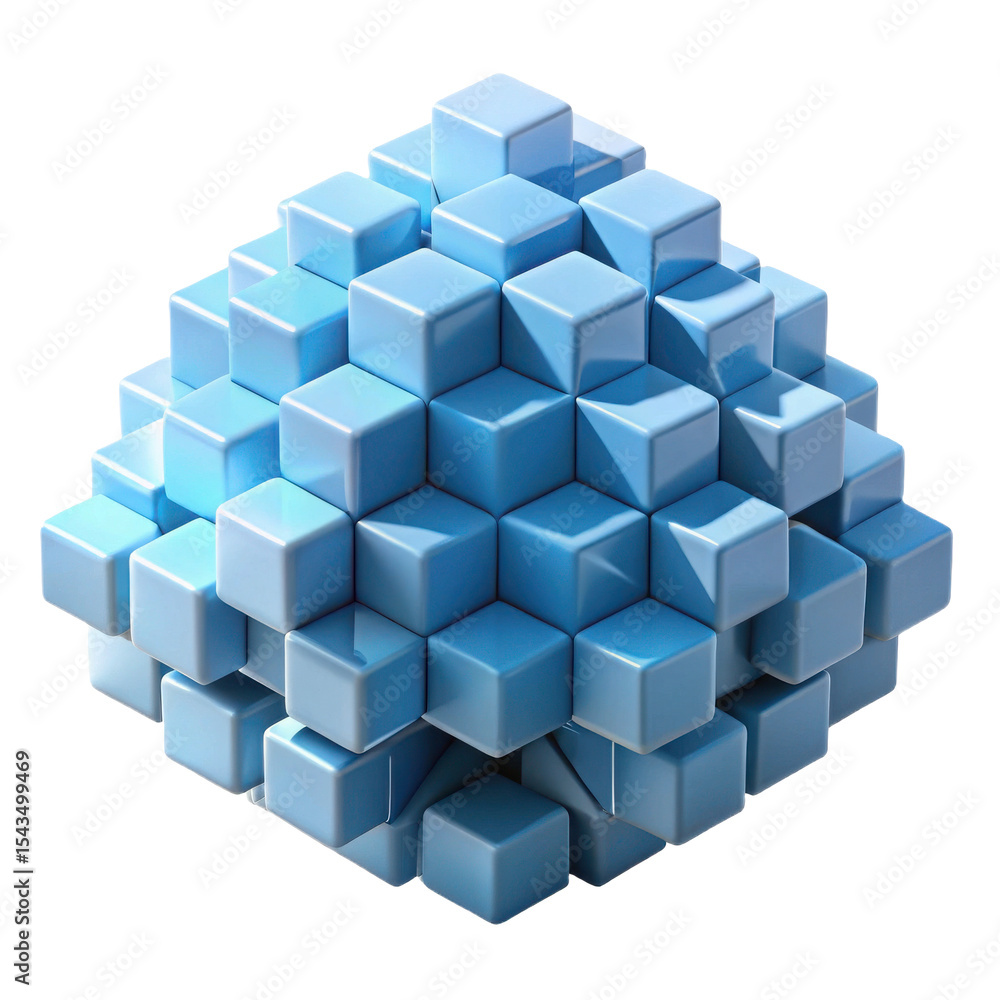 Poster blue cube pyramid stack abstract illustration design element background texture render art 3d block