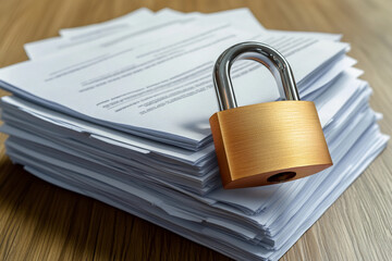 Law restriction policy document secured with padlock Generative AI