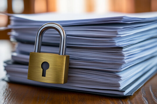 Law restriction policy document secured with a lock Generative AI