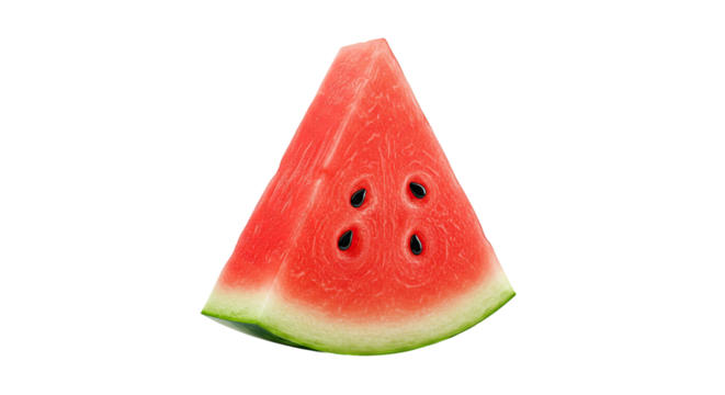 A fresh slice of watermelon isolated on a black background ready to eat