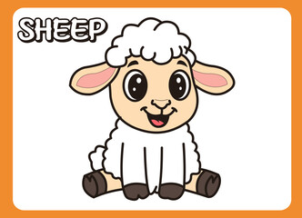 Cute little sheep  cartoon illustration. vector 2 dimension