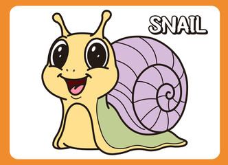 Cute little snail  cartoon illustration. vector 2 dimension