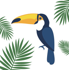 Naklejka premium Colorful Toucan Bird Clip Art vector and Illustration white color background
