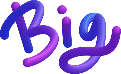 보라색과 파란색 그라데이션 3D 입체 'Big' 글자