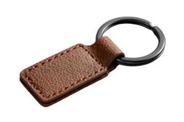 Isolated lather key ring on transparent background