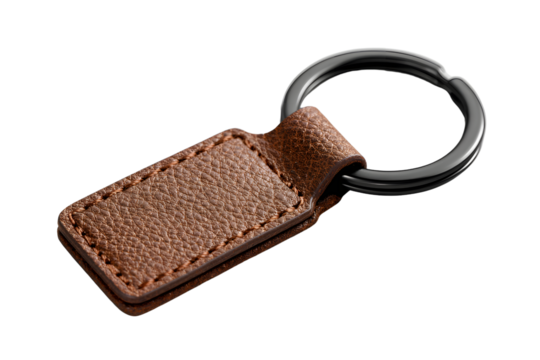 Isolated lather key ring on transparent background