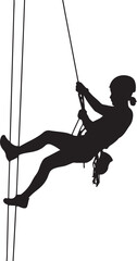Climber Rappelling Down Cliff Silhouette

Extreme Rappelling Action Vector Scene

Mountain Rappelling Gear Silhouette Design

Rappeller Hanging on Rock Face Vector Art

Vertical Descent Adventure Silh