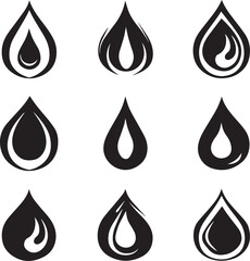 Water Droplets Vector Icons, Liquid Splash Symbols, Drop Shapes Set