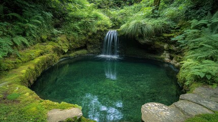 Naklejka premium Forest pool waterfall