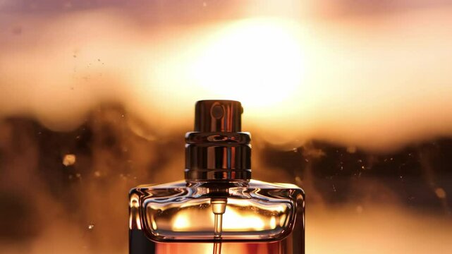 Close-up shot of an elegant perfume bottle