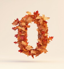 The number "0" is made of falling autumn leaves